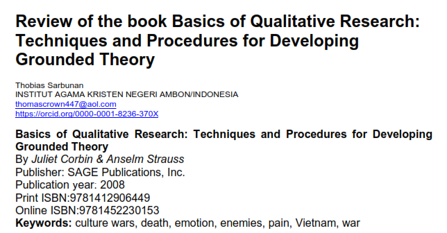 Review Of The Book Basics Of Qualitative Research: Techniques And ...